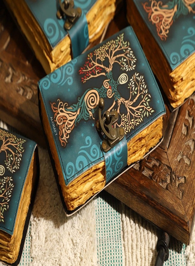ALCRAFT Blank Spell Book of Shadows Journal with Lock Clasp Antique Handmade Deckle Edge Vintage Paper Leather Bound Journal for Women and Men |Travel Notebook for Writing 15.24 X 11.43 CM - Image 2