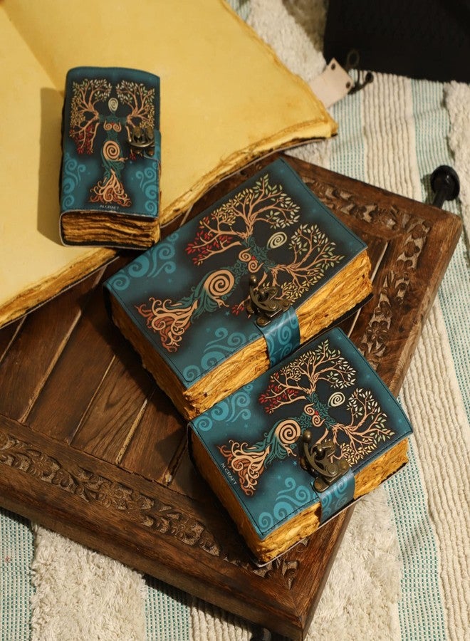 ALCRAFT Blank Spell Book of Shadows Journal with Lock Clasp Antique Handmade Deckle Edge Vintage Paper Leather Bound Journal for Women and Men |Travel Notebook for Writing 15.24 X 11.43 CM - Image 3