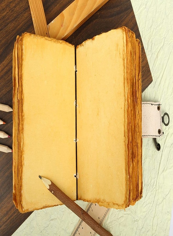 ALCRAFT Blank Spell Book of Shadows Journal with Lock Clasp Antique Handmade Deckle Edge Vintage Paper Leather Bound Journal for Women and Men |Travel Notebook for Writing 15.24 X 11.43 CM - Image 5