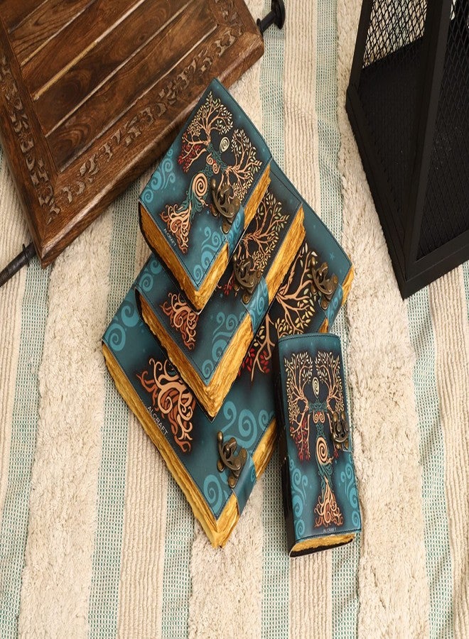 ALCRAFT Blank Spell Book of Shadows Journal with Lock Clasp Antique Handmade Deckle Edge Vintage Paper Leather Bound Journal for Women and Men |Travel Notebook for Writing 15.24 X 11.43 CM - Image 4