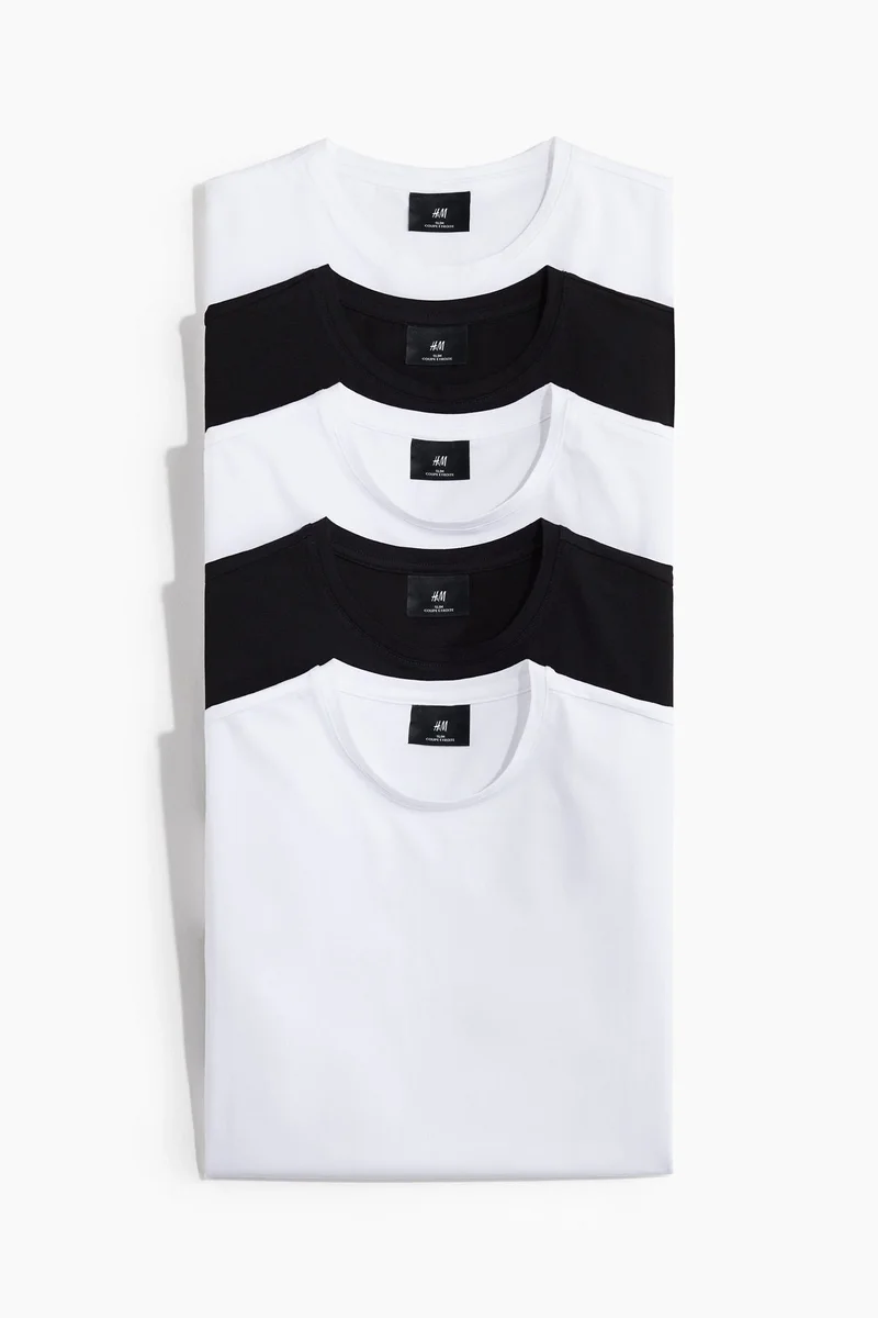 H&M 5-pack T-shirts Slim fit