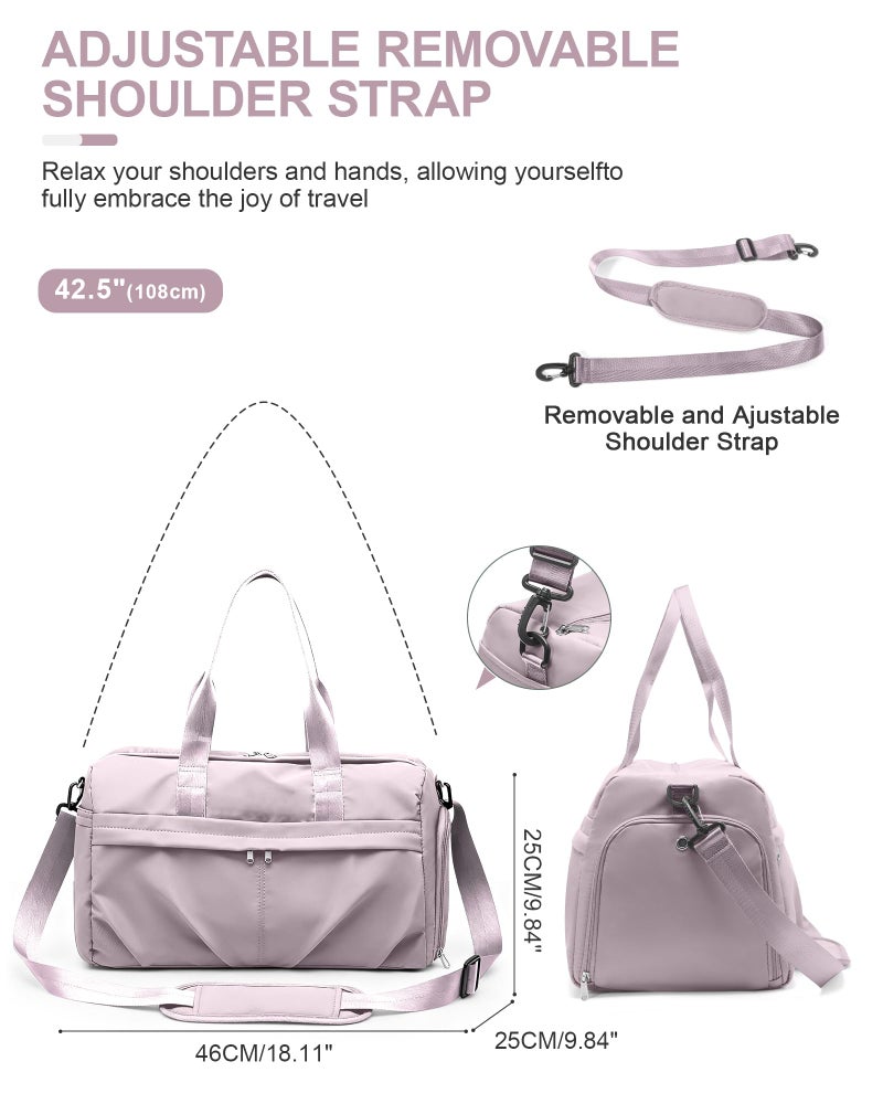 livbote Gym Bag for Women Duffle Bag with Shoe Compartment Yoga Mat Bag Sports Workout Bag Weekend Overnight Bag, Light Pink - Image 3