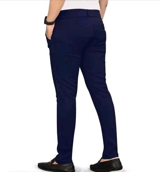 HARSHAD KUMAR & CO. Men's Solid Lycra Slim Fit Stretchable Casual Wear Comfortable Formal Trousers Mid Rise Pants (42, Navy Blue) - Image 3