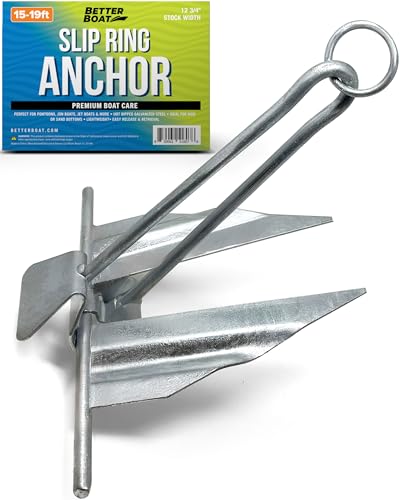 Better Boat Boat Anchor with Slip Ring Fluke Design for Pontoon Jon Boat or Small Boats Galvanized Steel Marine Grade Suitable for Sea and Lake 5 lb Anchor for Boats 1519 ft - Image 1