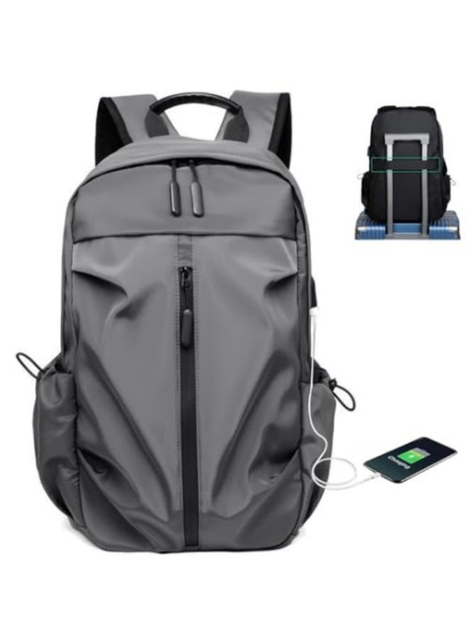 GGEROU Travel Laptop Backpack, Travel Backpacks, Casual Computer Bags with USB 15.6 Inch Computer, Grey - Image 1