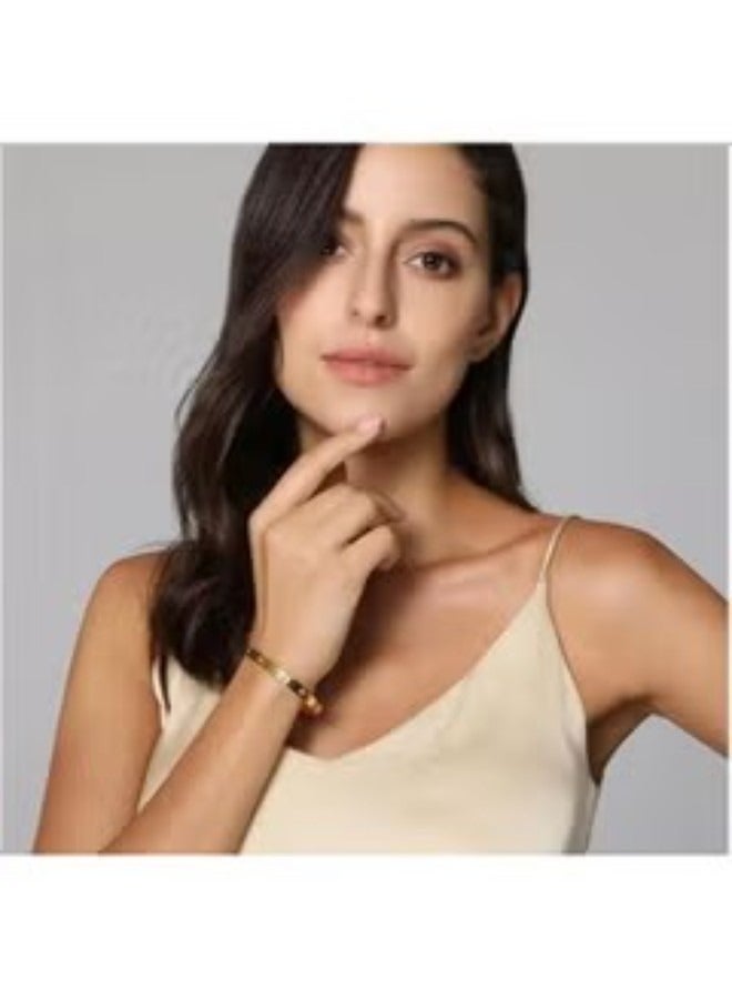 المرأة الحب سوار مرصع مكعب زركونيا الأحجار الكريمة الفولاذ المقاوم للصدأ يتوقف مجوهرات الكريستال سوار بيضاوي الشكل مطابقة عيد ميلاد الحب أفضل هدية  - Image 4