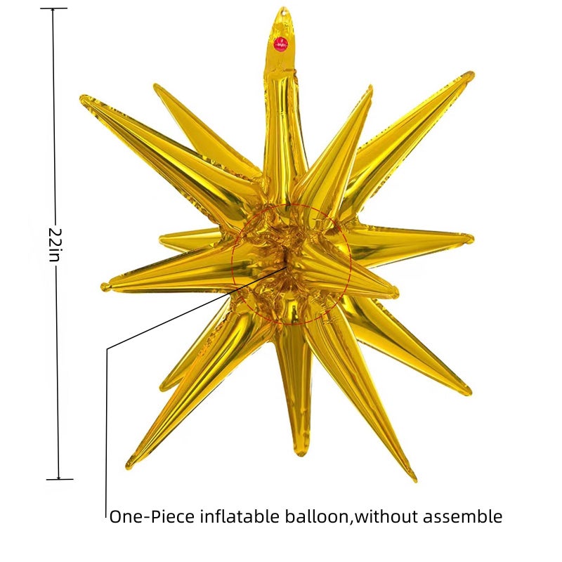 BBPOOL 6 Pcs Gold Star Balloons,22 Inch Gold Starburst Balloons Star Foil Mylar Balloons for Birthday Party Wedding Christmas New Year Anniversary Graduation Decorations - Image 2