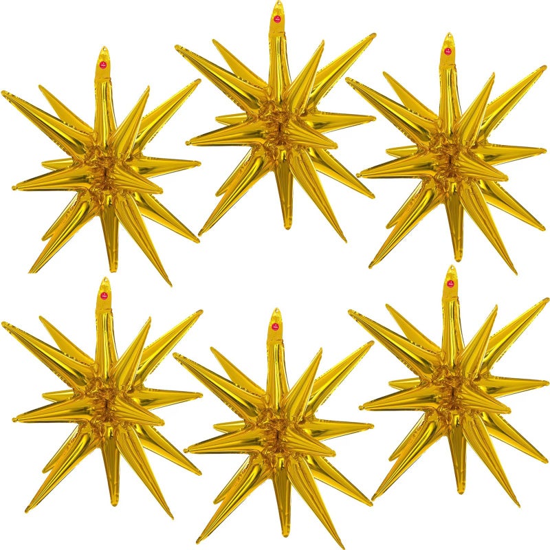 BBPOOL 6 Pcs Gold Star Balloons,22 Inch Gold Starburst Balloons Star Foil Mylar Balloons for Birthday Party Wedding Christmas New Year Anniversary Graduation Decorations - Image 1