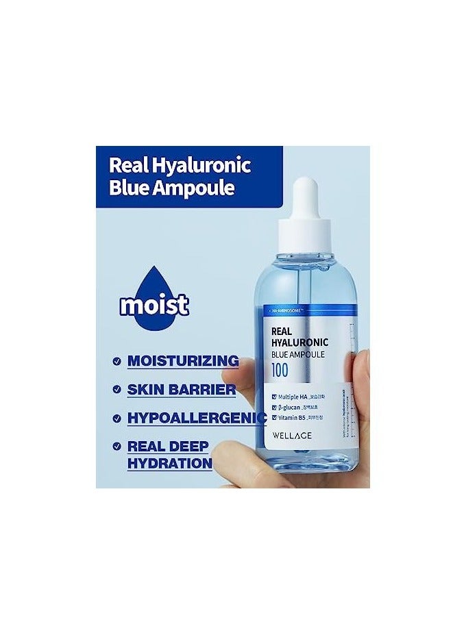 Wellage WELLAGE Real Hyaluronic Blue Ampoule 100, Fragrance Free Hyaluronic Acid Ampoule, Hydrating Non Sticky Serum for Sensitive Dry Skin, 60ml  - Image 4