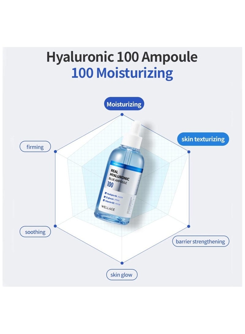 Wellage WELLAGE Real Hyaluronic Blue Ampoule 100, Fragrance Free Hyaluronic Acid Ampoule, Hydrating Non Sticky Serum for Sensitive Dry Skin, 60ml  - Image 5