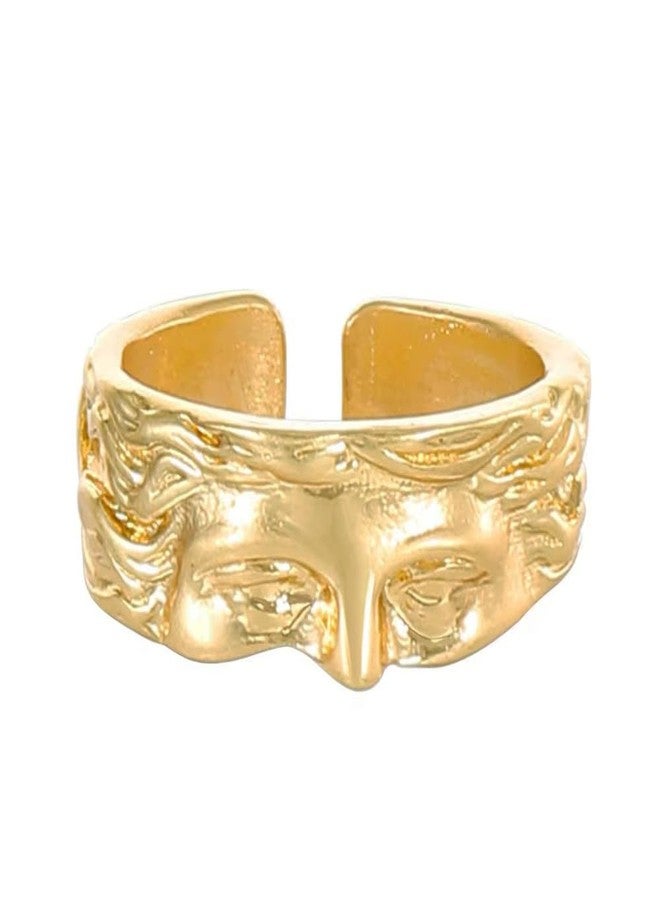 OIDIMS Vintage Gold-Tone Venus Half Face Ring For Women Men Hip Hop Punk Personalized Open Wrap Knuckle Finger Band Stackable Rings Thumb Fashion Comfort Fit Jewelry Holiday Gift Size 8 - Image 1