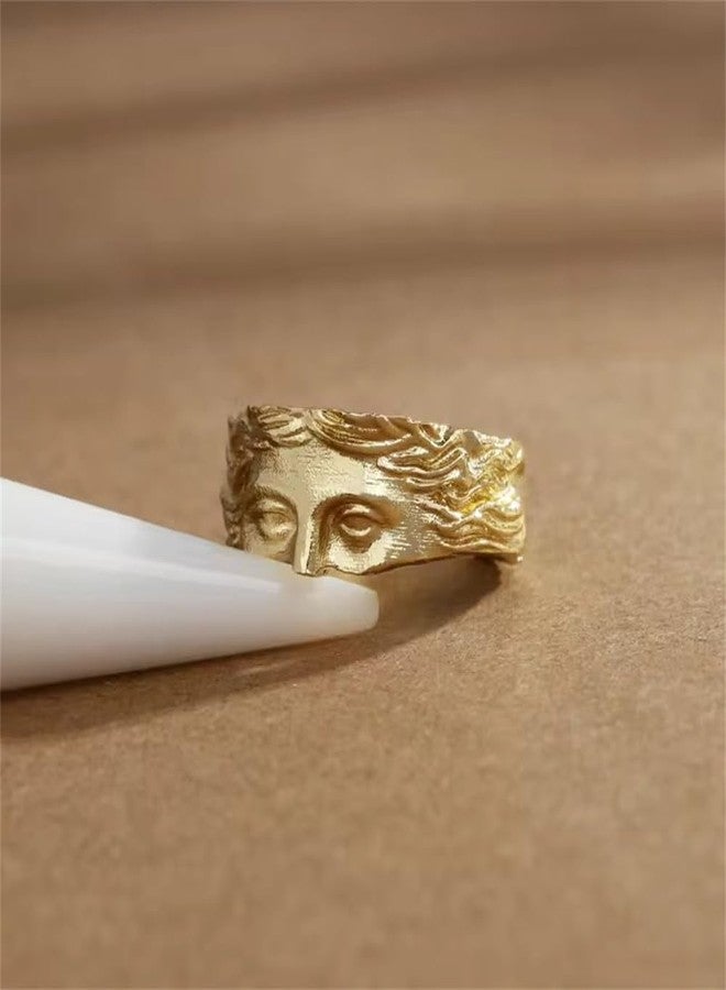 OIDIMS Vintage Gold-Tone Venus Half Face Ring For Women Men Hip Hop Punk Personalized Open Wrap Knuckle Finger Band Stackable Rings Thumb Fashion Comfort Fit Jewelry Holiday Gift Size 8 - Image 4