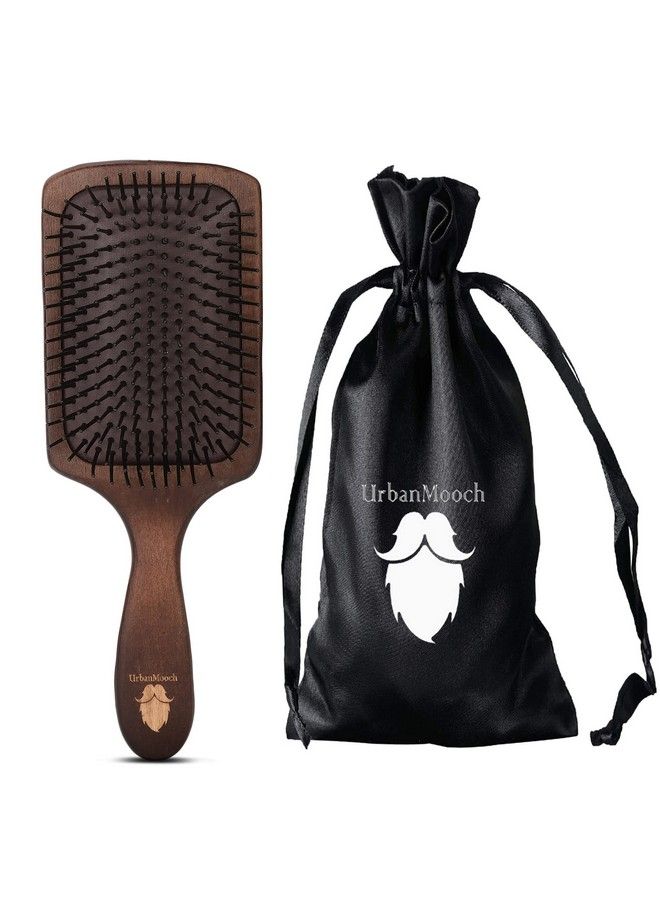 UrbanMooch فرشاة شعر خشبية بشعيرات نايلون للرجال، فرشاة شعر مجدافية لفك تشابك الشعر، فرشاة شعر مدلكة ومنعمة لجميع أنواع الشعر - Image 2