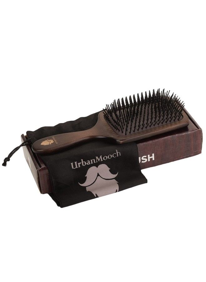 UrbanMooch فرشاة شعر خشبية بشعيرات نايلون للرجال، فرشاة شعر مجدافية لفك تشابك الشعر، فرشاة شعر مدلكة ومنعمة لجميع أنواع الشعر - Image 3