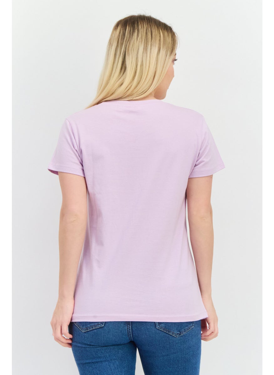nickelodeon Women Crew Neck Short Sleeves Garfield T-Shirt, Lavender Combo  - Image 3