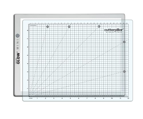 Cutterpillar Glow Elite Mini Light Board — LED Craft & Quilting Light Pad — Compact & Portable 10" x 13" Size — 4 Brightness Levels, Magnetic Base & Self-Healing Cutting Mat - Image 1
