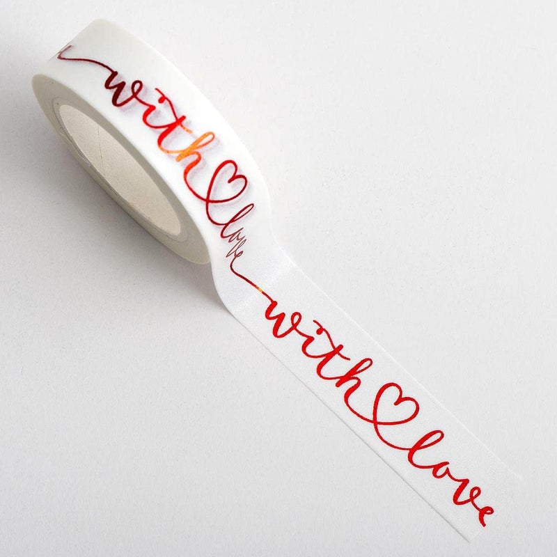 شريط لاصق وشي من الإيطالية خيارات باللون الأحمر مع قلب الحب 15 مم × 10 متر