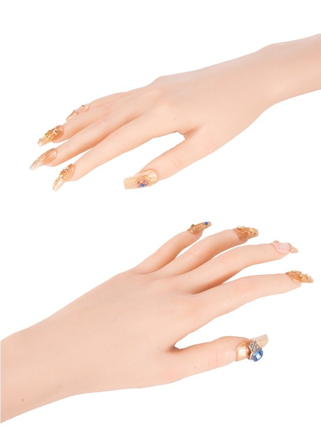 اضغط على الأظافر، 10 قطع مانيكير بتصميمات ذهبية لامعة للنساء والفتيات - Image 3
