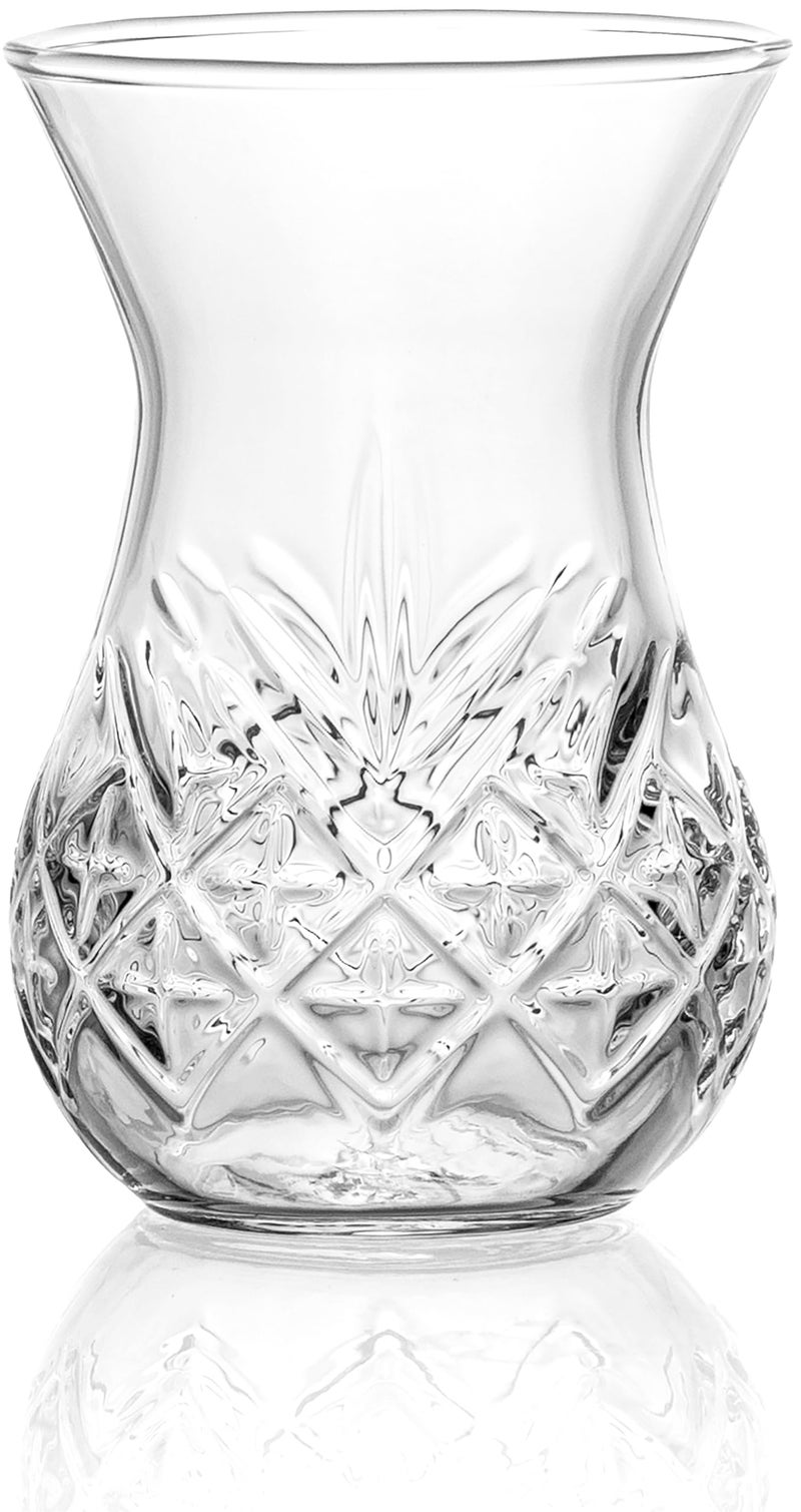 Red Co. Set of 6 Tulip Shaped 5.75 Fl Oz Vintage Cut Glass Turkish Tea Cups, Clear - Image 1