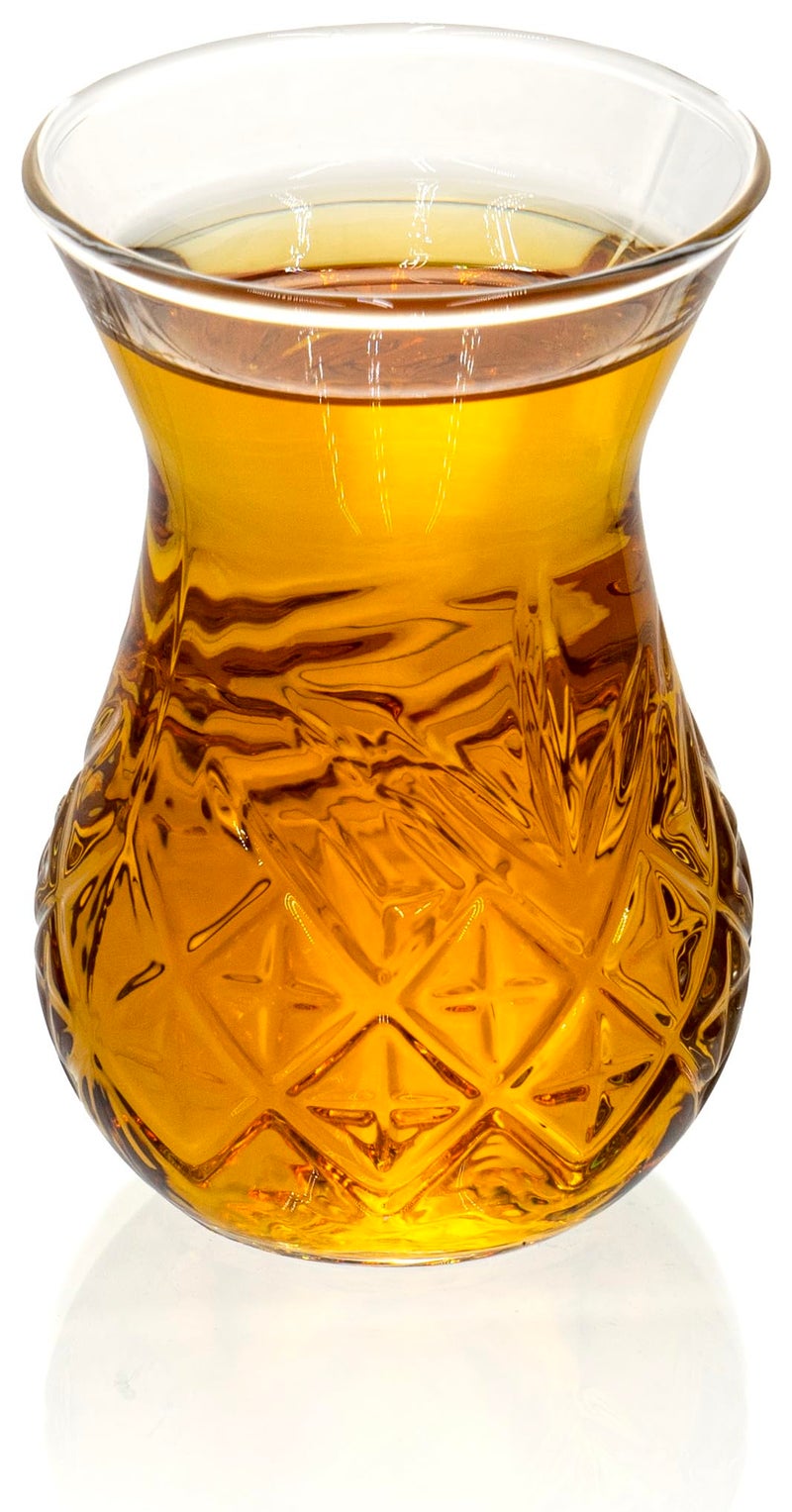 Red Co. Set of 6 Tulip Shaped 5.75 Fl Oz Vintage Cut Glass Turkish Tea Cups, Clear - Image 4