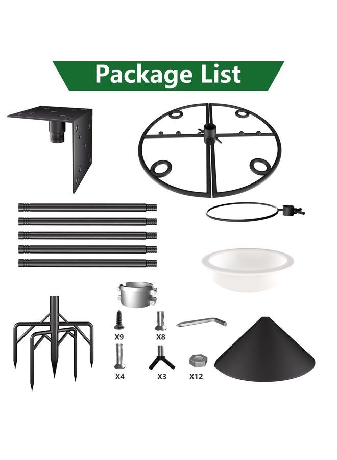 RINLAIN Bird Feeder Pole Stand,95 Inch House Pole for Outdoors Weather Station,Heavy Duty Metal Mount Kit Adjustable Multifunctional Bird Feeder Set - Image 5