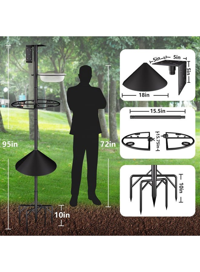 RINLAIN Bird Feeder Pole Stand,95 Inch House Pole for Outdoors Weather Station,Heavy Duty Metal Mount Kit Adjustable Multifunctional Bird Feeder Set - Image 4