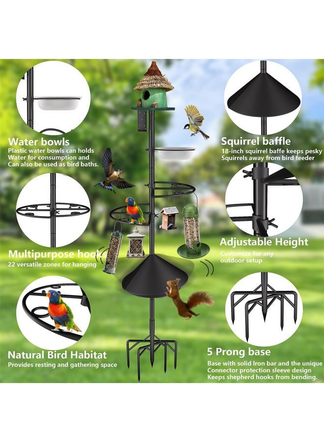 RINLAIN Bird Feeder Pole Stand,95 Inch House Pole for Outdoors Weather Station,Heavy Duty Metal Mount Kit Adjustable Multifunctional Bird Feeder Set - Image 2