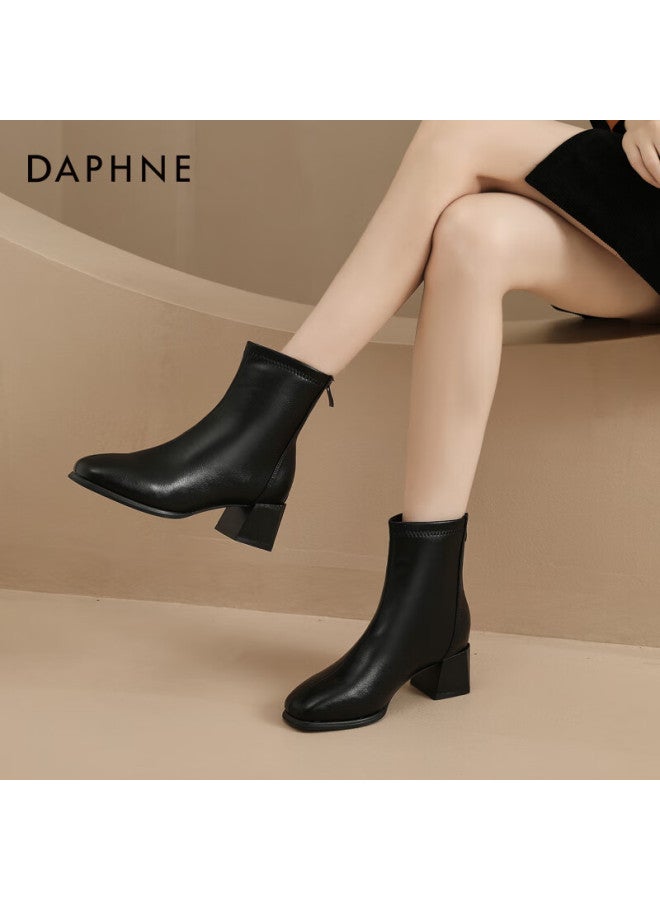 Daphne Women's Ankle Boots   Winter French Style High Heel Slim Boots Elegant Versatile Martin Boots Black Size 40 - Image 3