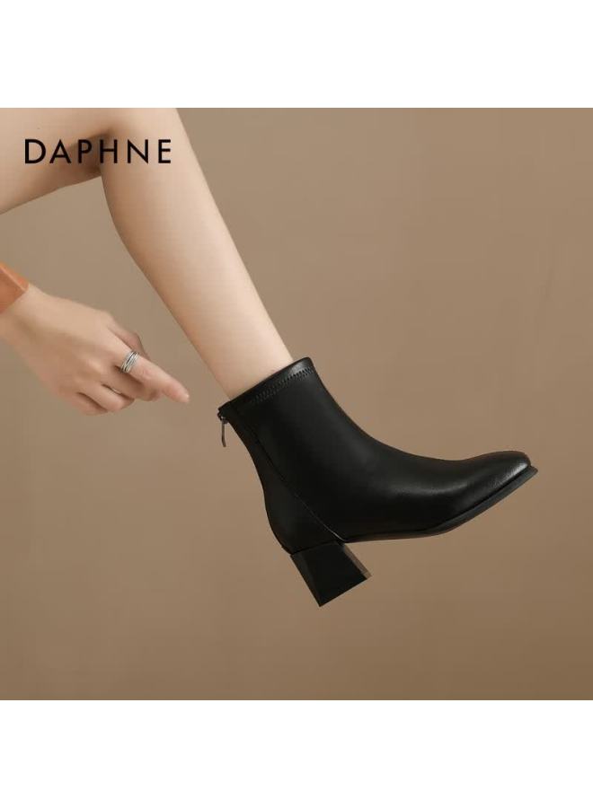 Daphne Women's Ankle Boots   Winter French Style High Heel Slim Boots Elegant Versatile Martin Boots Black Size 40 - Image 5