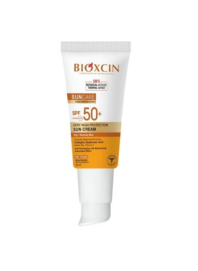 BIOXCIN SPF 50+ Sun Cream for Dry & Normal Skin | UVA UVB Protection | Hyaluronic Acid & Collagen | Water Resistant Dry Touch Sunscreen | 50ml - Image 3