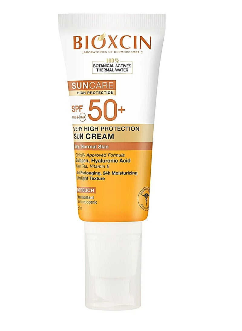 BIOXCIN SPF 50+ Sun Cream for Dry & Normal Skin | UVA UVB Protection | Hyaluronic Acid & Collagen | Water Resistant Dry Touch Sunscreen | 50ml - Image 2