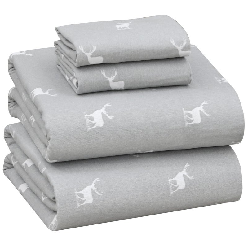 Ruvanti Flannel Sheets King Size - 100% Cotton Brushed King Bed Sheets Set - Deep Pockets 16 Inches - All Seasons Breathable & Extra Soft - Warm & Cozy  4 Piece  Celestial Stag - Image 1
