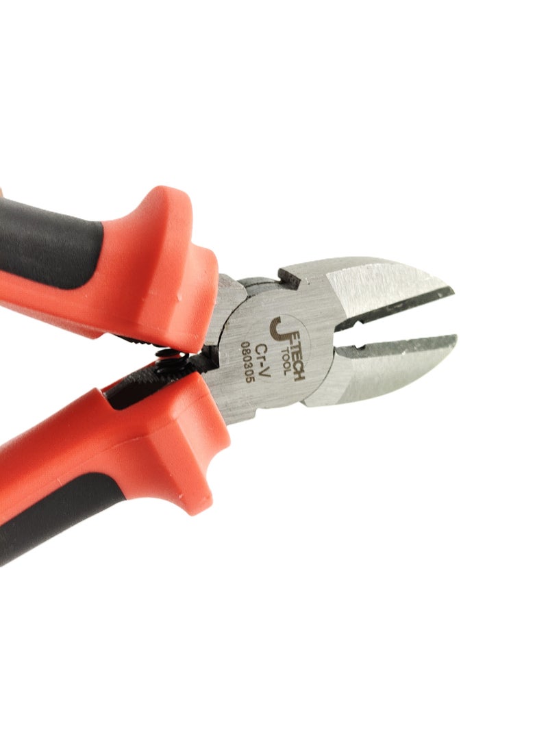 jetechtool كماشة جيتيك القطرية، قواطع الأسلاك، 5 بوصة، فولاذ كروم فانيوم، مقHandles ثنائية اللون، قواطع أسلاك حادة للغاية لصنع المجوهرات، مقHandle أحمر وأسود - DP-5 - Image 3