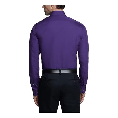 Van Heusen Men's Dress Shirt Fitted Poplin Solid, Purple Velvet, 17.5" Neck 34"-35" Sleeve - Image 2