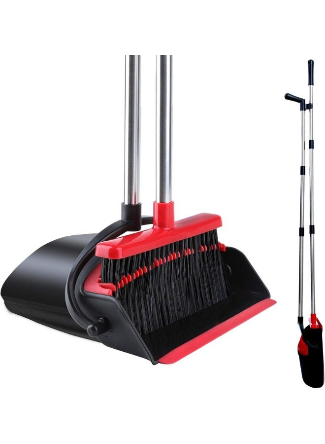 REXO Make cleaning faster and easier with this smart broom and dustpan set – ergonomic grip, dense bristles for efficient dust capture, and space-saving compact storage design - Image 1