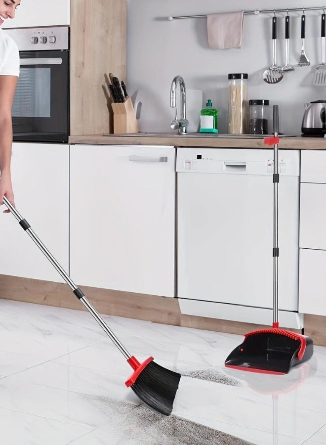 REXO Make cleaning faster and easier with this smart broom and dustpan set – ergonomic grip, dense bristles for efficient dust capture, and space-saving compact storage design - Image 2