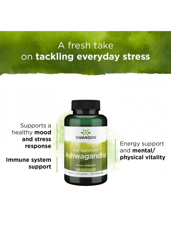 SWANSON Powder Supplement-Ashwagandha Root & Aerial Parts Supplement Promoting Stress Relief & Energy Support-Ayurvedic Supplement for Natural Wellness (100 Capsules, 450mg Each) - Image 5