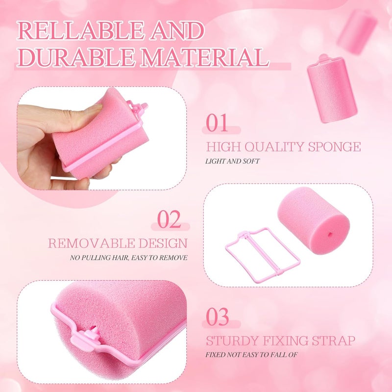 Geyoga 18 Pieces Pink Foam Hair Rollers Large Hair Curlers Sponge Rollers for Heatles to Sleep in a Curl for Women's Short and Long Hairs Styling (1.9 x 2.6 Inches) - Image 3