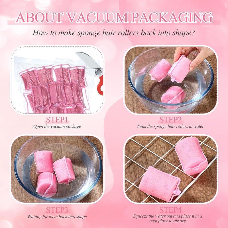 Geyoga 18 Pieces Pink Foam Hair Rollers Large Hair Curlers Sponge Rollers for Heatles to Sleep in a Curl for Women's Short and Long Hairs Styling (1.9 x 2.6 Inches) - Image 4