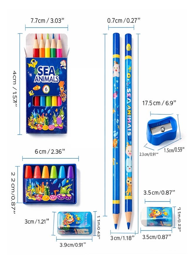 Dharmsaar 2Pcs Pencil Set with Pencil Color, Sharpener & Extra Eraser for Kids | Stationery Kit for Boys & Girls Age 3-15 Years | Ideal School Use & Birthday Return Gifts (Sea Animal, Pack Of 20) - Image 2