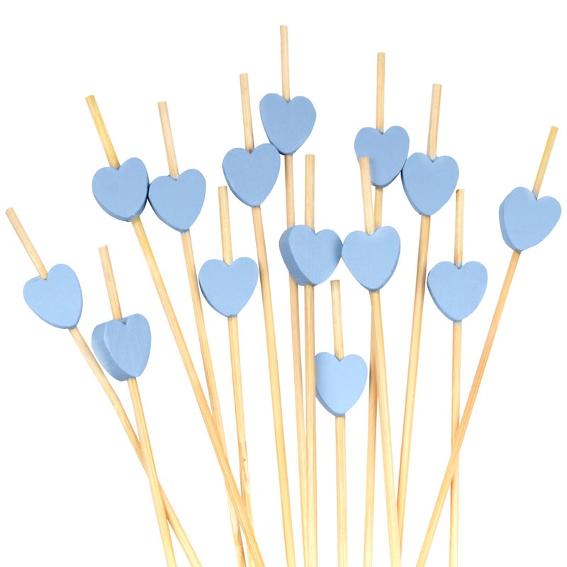 BambooMN 71 Inch Blue Heart Bamboo Food and Drink Pick Skewers for Catered Events Holidays Restaurants or Buffets Party Supplies 100 Pieces