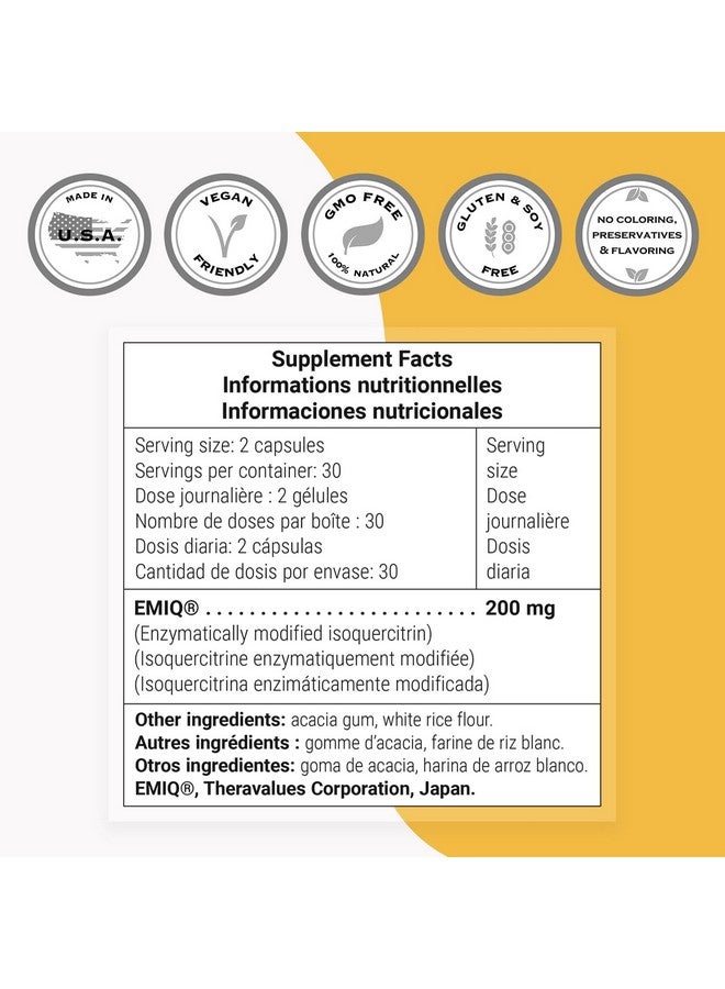 Supersmart - Alpha Glycosyl IsoQuercitrin 200mg per Day - Bioactive Quercetin EMIQ - Flavonoid Supplement | Non-GMO & Gluten Free - 60 Vegetarian Capsules - Image 3