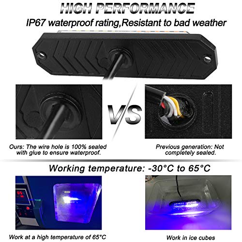 ASPL 8pcs Sync Feature Ultra Slim 12-LED Surface Mount Flashing Strobe Lights for Truck Car Vehicle LED Mini Grille Light Head Emergency Beacon Hazard Warning Lights (Blue/White) - Image 3