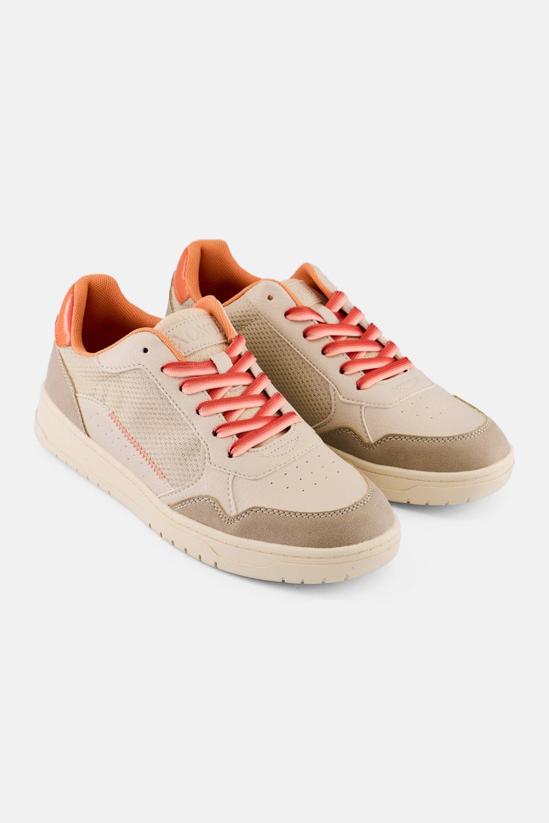 XOXO Women Low Cut Lace Up Casual Shoes, Beige - Image 1