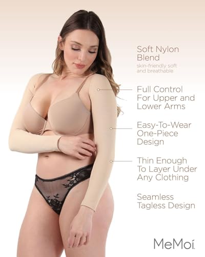 SlimMe Long Sleeve Arm Shapewear, Arm Slimming Sleeves for Women, Tightens and Smooths Arms, Bolero Style - Nude, Sizes Small to Queen 2, Nude, Large - Image 3