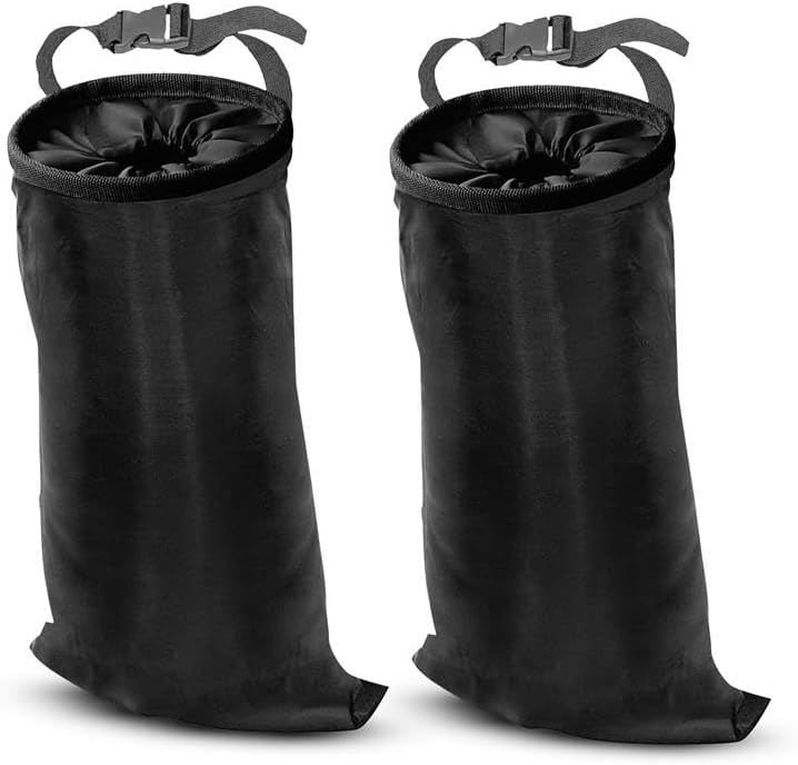 EcoNour Car Trash Can (2 Pack) Car Trash Bag Hanging with Elastic Opening & Easy Mount Auto Garbage Can with Waterproof Oxford Material Car Can Accessories for Home, Traveling & Outdoor - Image 1