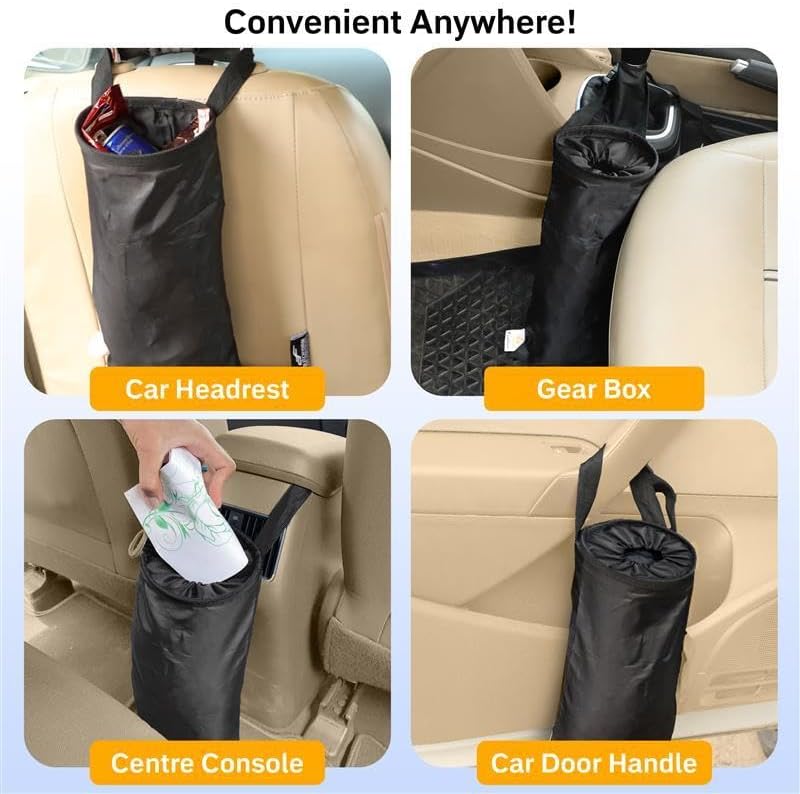 EcoNour Car Trash Can (2 Pack) Car Trash Bag Hanging with Elastic Opening & Easy Mount Auto Garbage Can with Waterproof Oxford Material Car Can Accessories for Home, Traveling & Outdoor - Image 5