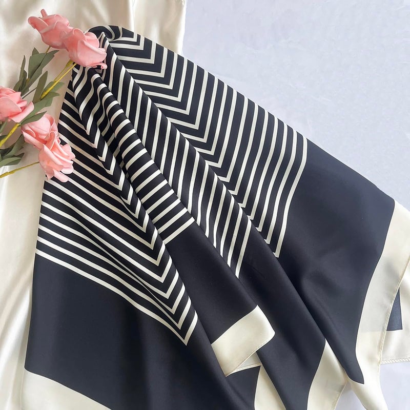 Julunar Silk Like Head Scarf for Women - Satin Large Hair Scarves - 35" Square Silk Hair Wrap for Sleeping with Gift Packed - Image 3