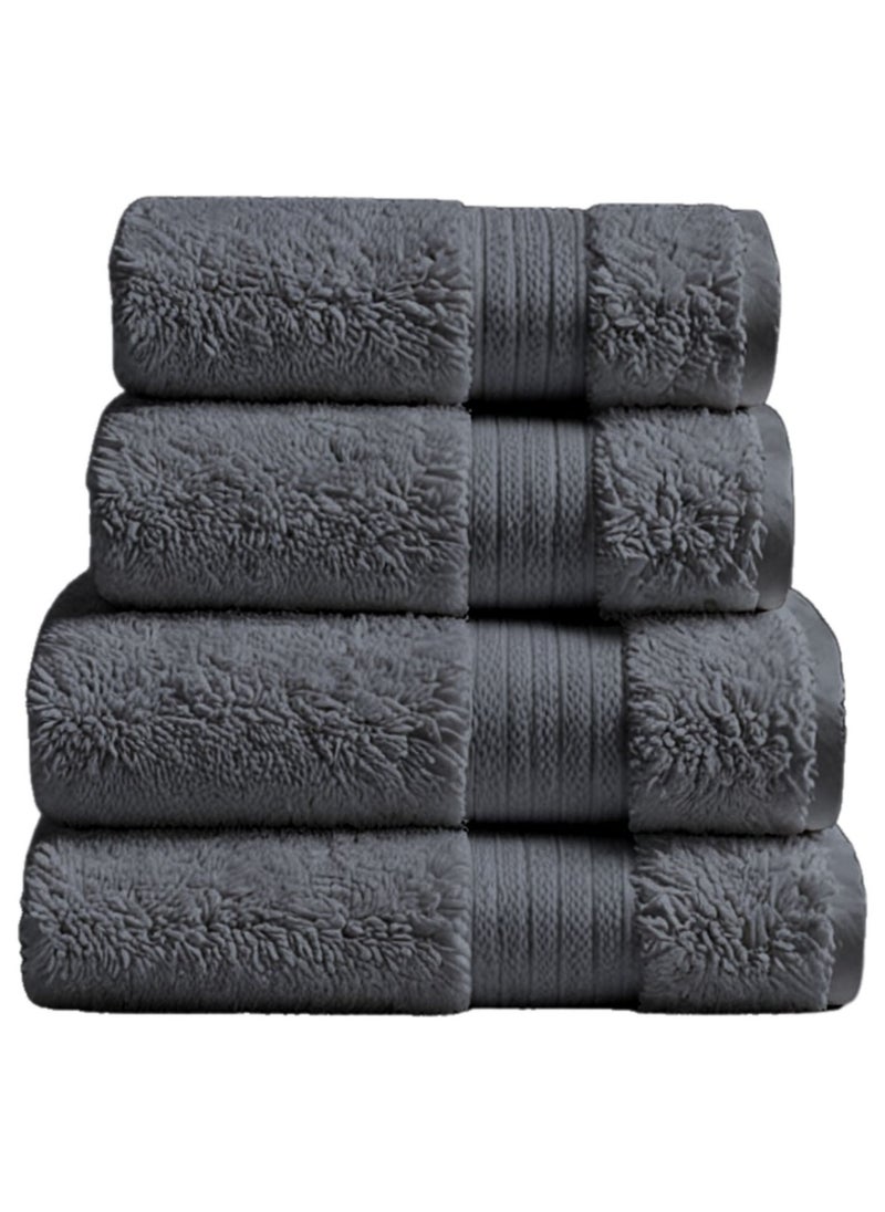 Aten Homeware - ATEN Homeware Supreme Egyptian Cotton Bath Towel Set – 4 Piece Set with 2 Large Bath Towels & 2 Hand Towels, Ultra Soft, Highly Absorbent, OEKO-TEX Certified, Made in Egypt - (Colour: Steel Grey) - 4 PIECES - Image 1