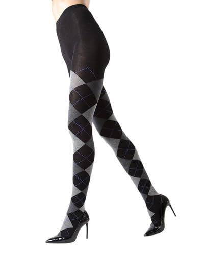 MeMoi Textured Argyle Sweater Tights Dark Gray Heather Medium/Large - Image 4